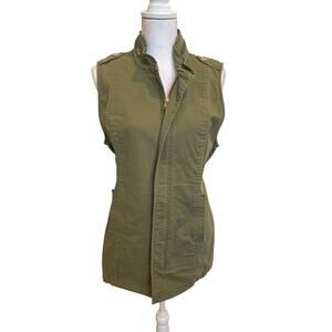 Cabi Vest Explorer #5101 Small Army Green Olive Zip Front Cinched Back Utility